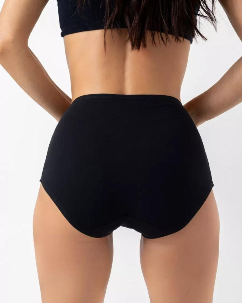 Women's High Waist Cotton Full Coverage Breathable Daily Solid Color Seamless Briefs