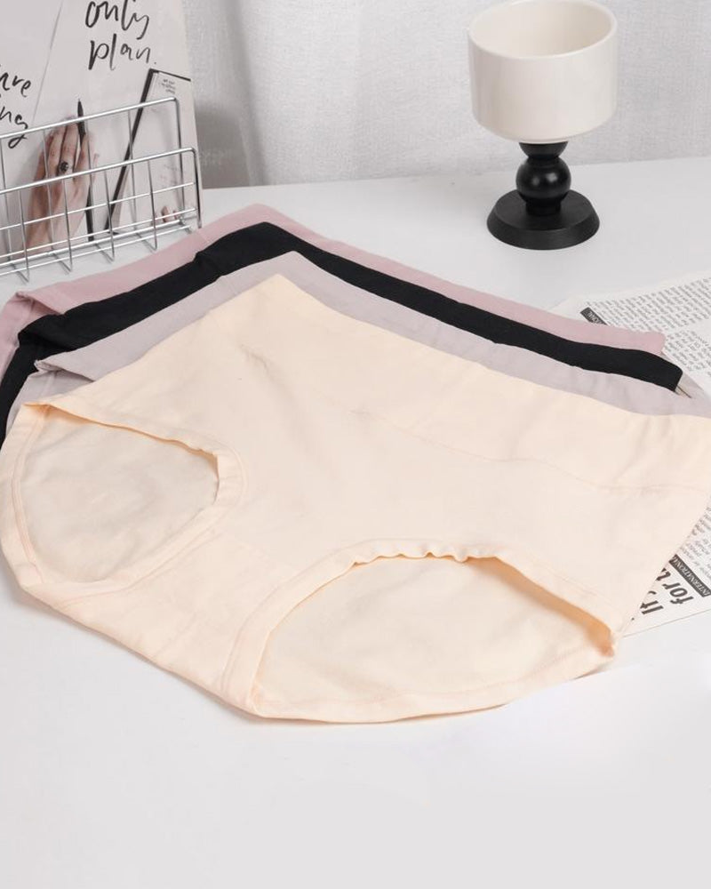 Women's High Waist Cotton Full Coverage Breathable Daily Solid Color Seamless Briefs