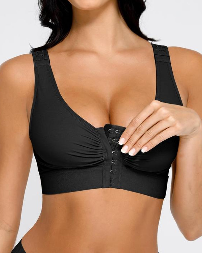 Women's Front-Opening Adjustable Shoulder Straps Without Steel Ring Post-Operative Compression Bra