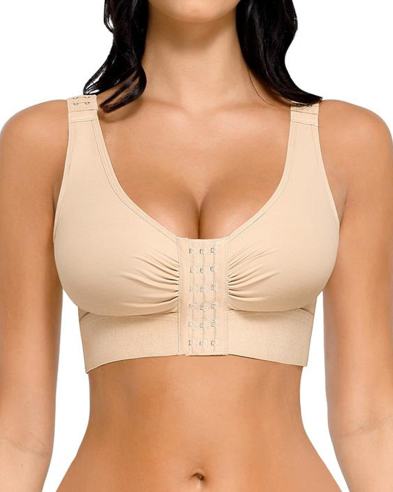 Women's Front-Opening Adjustable Shoulder Straps Without Steel Ring Post-Operative Compression Bra