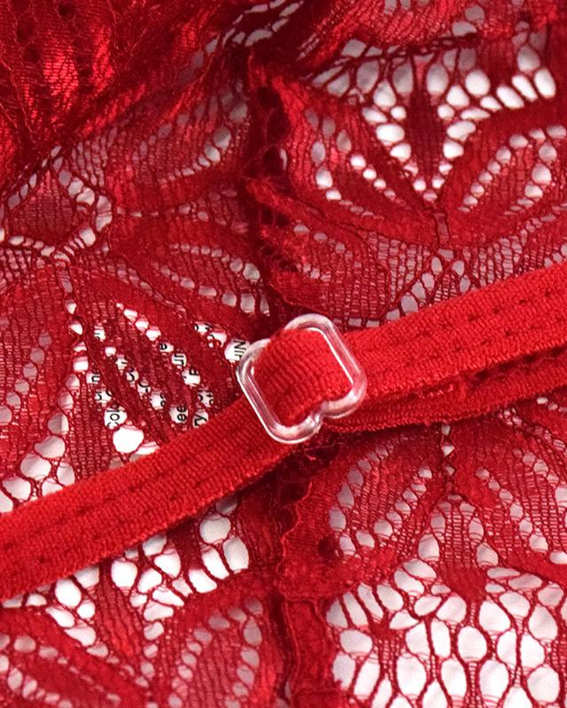 Translucent Lace Hollow Sleepwear Bodysuit