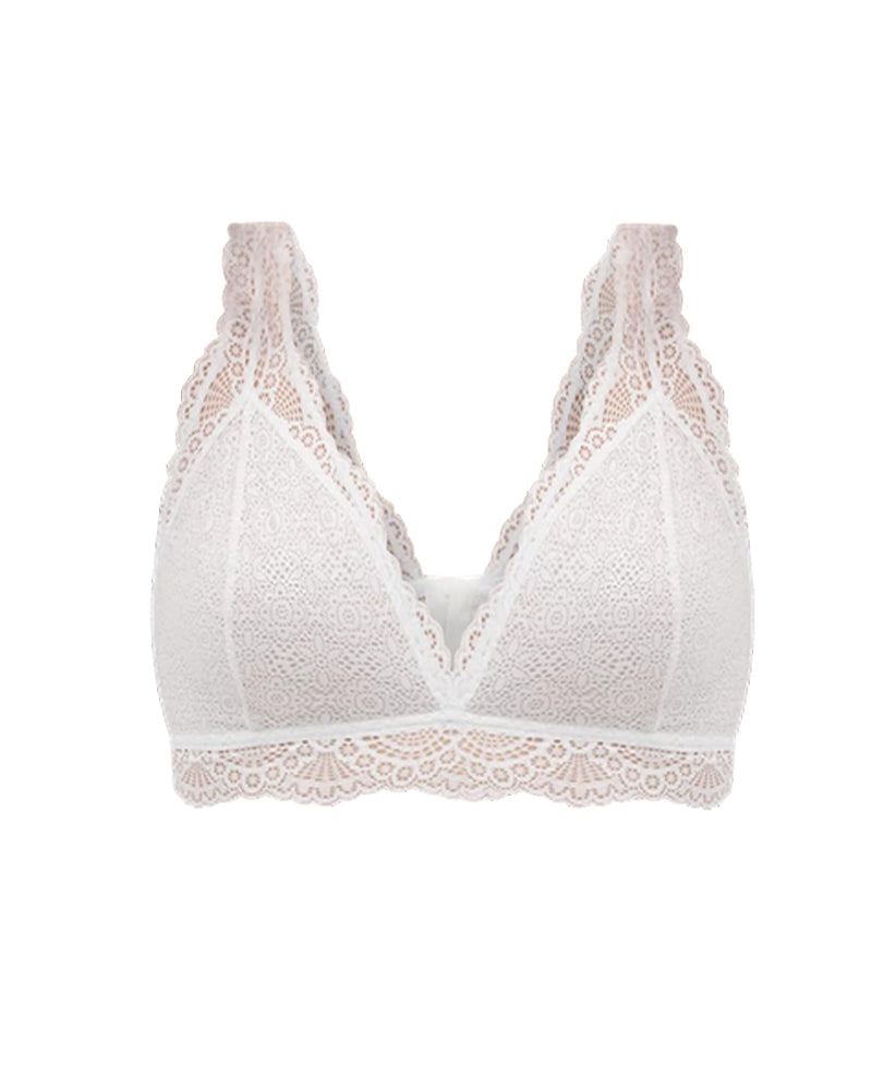 Women's Deep V Knitted Lace Bra