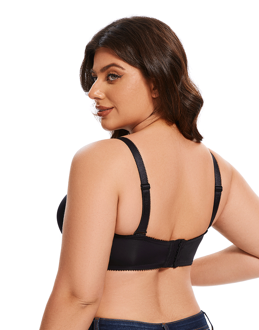 Mesh Curvy Lightly Padded strapless Wired Bra-BLACK