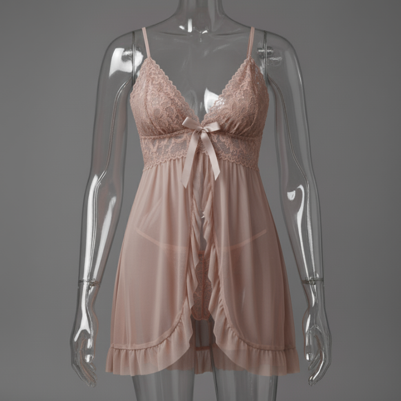 Romantic Deep V-Neck Lace Nightie