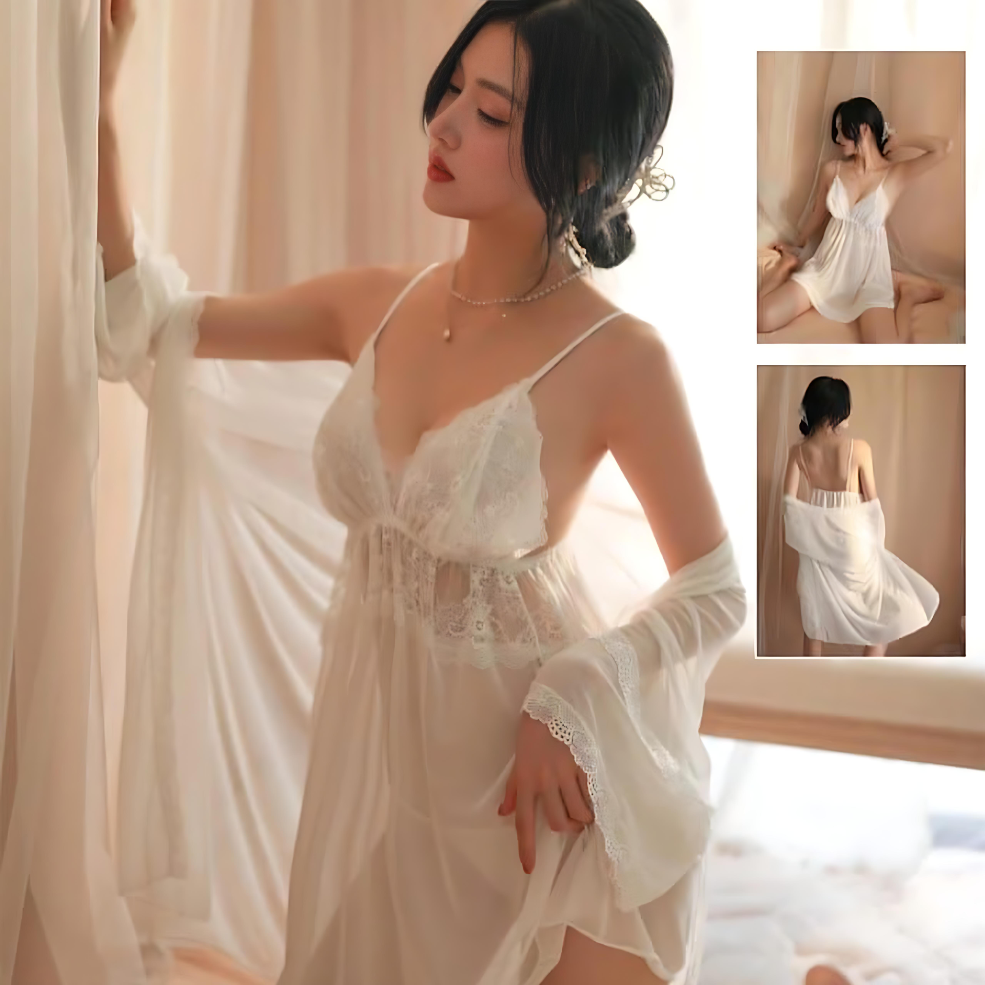 Ethereal White Lace Nighty
