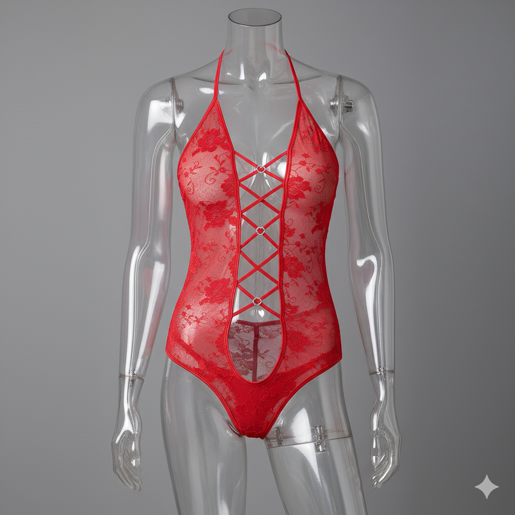 Sexy Red Floral Lace Lingerie