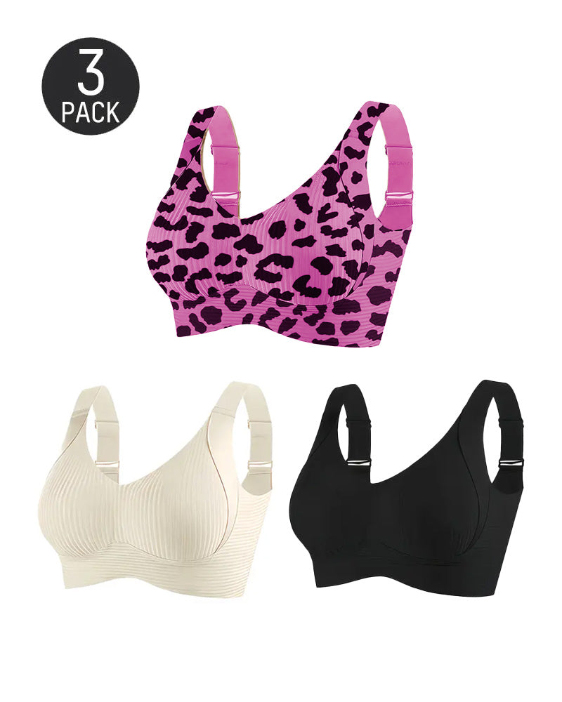 Solid Color Four Rows Adjustable Wireless Women's Bra